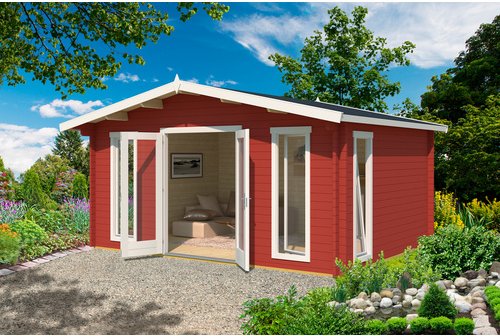 LASITA MAJA Blockbohlenhaus »Elgin«, BxHxT: 528 x 267,9 x 430 cm (Außenmaß inkl. Dachüberstand), rot
