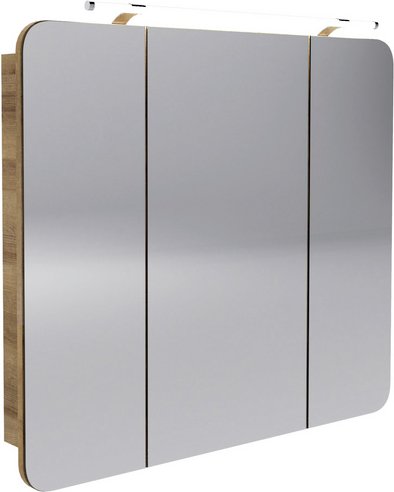 Thumbnail - FACKELMANN Spiegelschrank »MILANO«, BxHxT: 89,9 x 78 x 15,8 cm, 6500 K, kaltweiß - grau