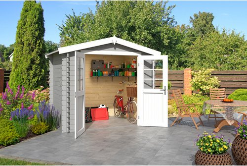 LASITA MAJA Gartenhaus »Ingo«, BxHxT: 262,1 x 222,3 x 195 cm (Außenmaße inkl. Dachüberstand), Holz - grau