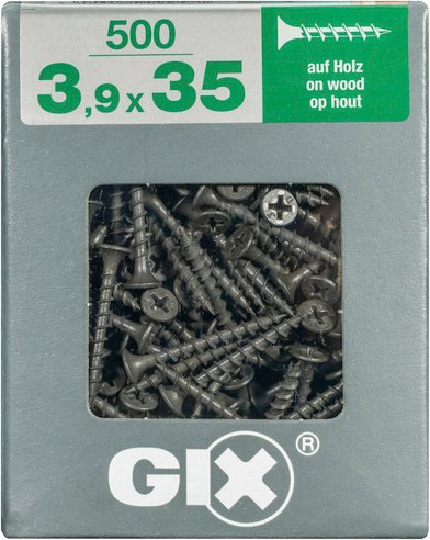 SPAX Grobgewindeschraube, 3,9 mm, Stahl, 500 Stk., GIX B 3,9x35 XL - silberfarben