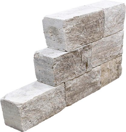 WOHNRAUSCH Travertin-Mauersteine 0,5 m², Travertin, grau, Oberfläche: offenporig/gespalten/getrommelt