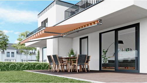 CASAYA Gelenkarmmarkise, BxL: 300 x 200 cm, gelb-orange-silberfarben