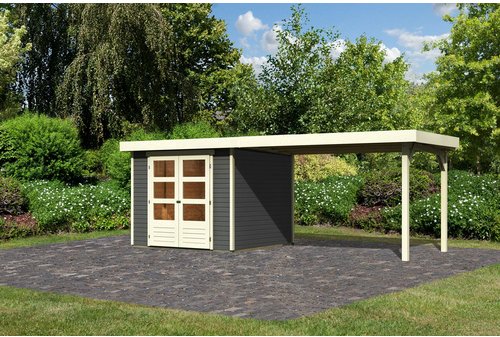 KARIBU Gartenhaus »Askola«, Holz, BxHxT: 500 x 211 x 246 cm (Außenmaße inkl. Dachüberstand) - grau