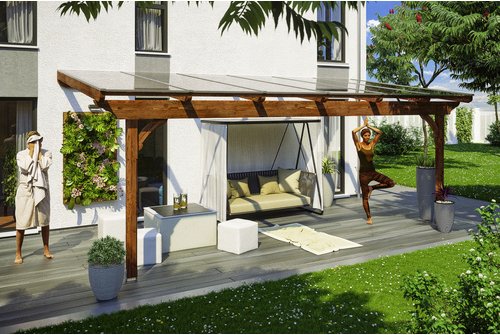 Thumbnail - SKANHOLZ Terrassenüberdachung »Ravenna«, Breite: 648 cm, Dach: Polycarbonat (PC), nussbaum - braun