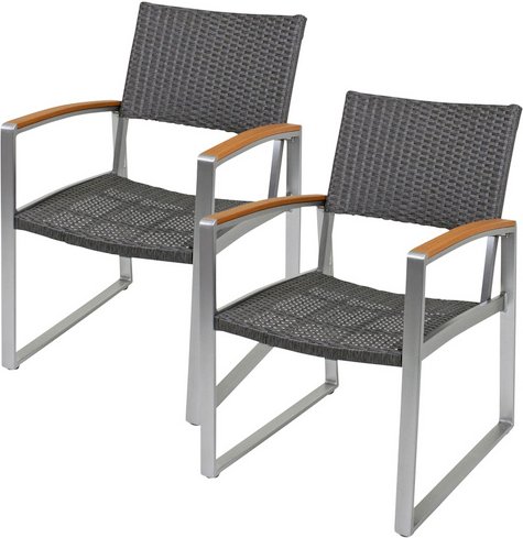 GARDEN PLEASURE Gartenstuhl »Ava«, BxTxH: 56 x 66 x 84 cm, Aluminium/ Kunststoffgeflecht - schwarz