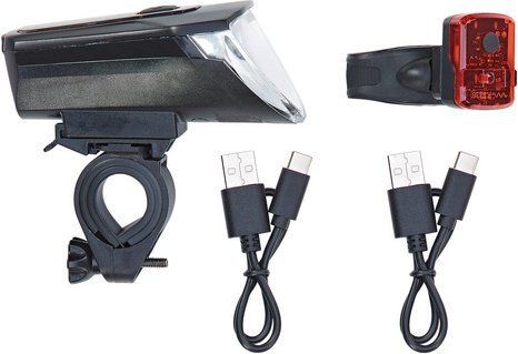 PROPHETE Fahrrad-Beleuchtungsset, akkubetrieben, max.: 70 lux, schwarz