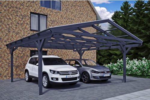 SKANHOLZ Carport »Wendland«, BxT: 570 x 648 cm, Firsthöhe: 308 cm, farbbehandelt - grau