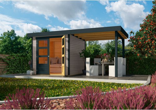 KARIBU Gartenhaus »Lüneburg«, Gartenhaus 213x217x211cm, wassergrau/anthrazit, 19mm