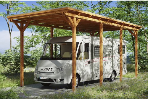 Thumbnail - SKANHOLZ Carport »Emsland 2«, BxT: 404 x 846 cm, Firsthöhe: 372 cm, farbbehandelt - braun