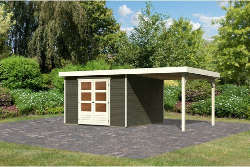 KARIBU Gartenhaus »ASKOLA 6«, Holz, BxHxT: 522 x 216 x 306 cm (Außenmaße inkl. Dachüberstand) - grau