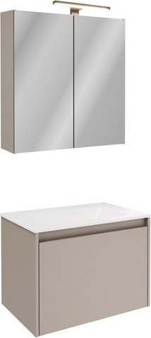 FACKELMANN Badmöbel-Set »Compact Line«, 710 mm, mit Spiegelschrank, Kaschmir, 1 Schublade - grau