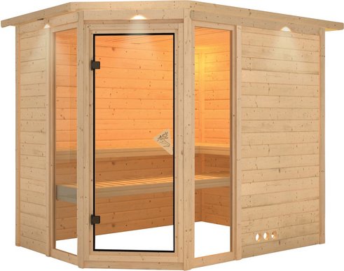 KARIBU Sauna »Kohila 3«, für 4 Personen, ohne Ofen - beige