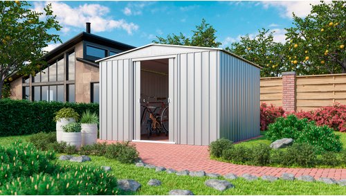 Globel Gerätehaus »Dream«, Metall, BxHxT: 308 x 202 x 309 cm (Außenmaße inkl. Dachüberstand) - silberfarben