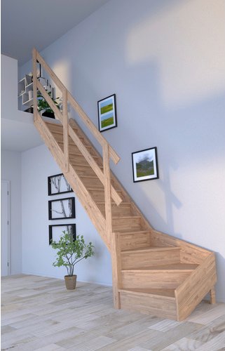 STARWOOD Raumspartreppe »Rhodos«, Eichenholz, 13 Stufen, max. Geschosshöhe 300 cm - braun