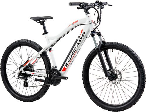 ZÜNDAPP E-Bike »Z898«, 27,5 Zoll, 24 Gänge, max. Reichweite: 150 km, weiß/rot - weiss