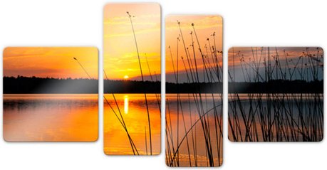 K&L Wall Art Glasbild-Set »Glasbild«, BxH: 160 x 80 cm, Deko Glas Sonnenuntergang See