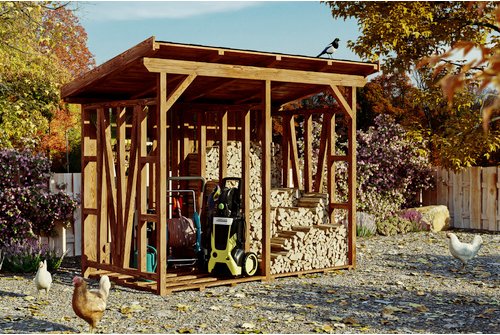 SKANHOLZ Kaminholzregal »Max«, Douglasienholz, BxHxT: 300 x 229 x 160 cm - braun