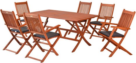 Thumbnail - MERXX Gartenmöbelset »Rio«, 6 Sitzplätze, Eukalyptusholz, inkl. Auflagen - beige