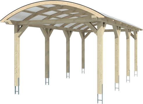 SKANHOLZ Carport »Franken«, BxT: 376 x 755 cm, Firsthöhe: 293 cm, lasiert - beige