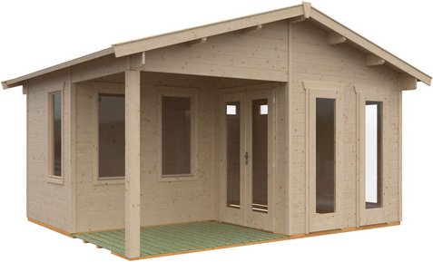 SKANHOLZ Gartenhaus »Utrecht«, BxHxT: 520 cm x 303 cm x 440 (Außenmaße inkl. Dachüberstand) - beige