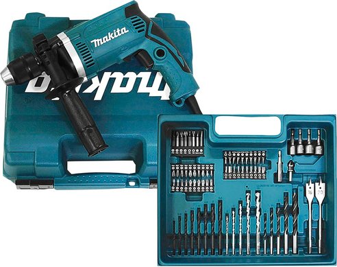 MAKITA Schlagbohrmaschine »HP1631KX3«, inkl. 74-tlg. Zubehörset, 710 W, max. Drehzahl: 3200 U/min - tuerkis | schwarz