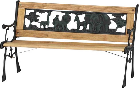 GARDAMO Kinderbank, Metall/Holz, 2-Sitzer, BxHxT: 84 x 51 x 41 cm - beige | schwarz