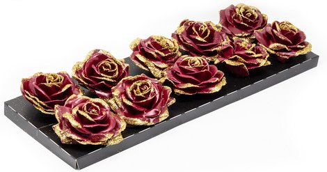 Flowerbox Wachsrose - goldfarben