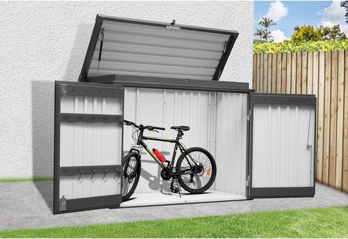 Mr. GARDENER Gartenschrank, Stahl, Flachdach, 1.01m² - grau