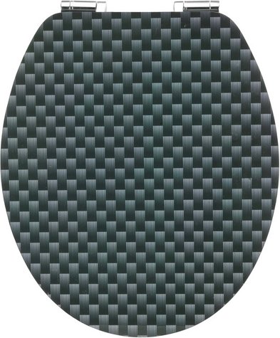 CORNAT WC-Sitz, MDF, oval, mit Softclose-Funktion - schwarz