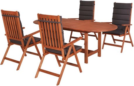 MERXX Gartenmöbel-Diningset »Vitoria«, 5 tlg., 4 Sitzplätze, Eukalyptus - braun