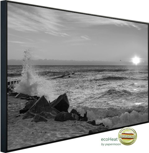 Thumbnail - papermoon Infrarotheizung »EcoHeat - Strand Schwarz + Weiss«, Matt-Effekt - bunt