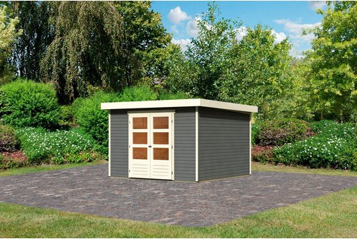 KARIBU Gartenhaus »Askola«, Holz, BxHxT: 302 x 216 x 306 cm (Außenmaße inkl. Dachüberstand) - grau
