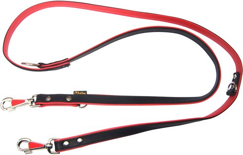 Thumbnail - HEIM Hundeleine, APOLLO, 18 mm breit, 200 cm lang, Leder, schwarz-rot