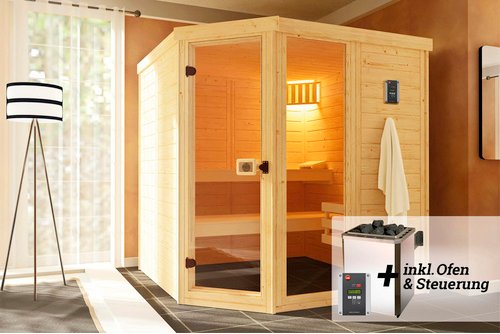 WEKA Massivholzsauna »LAUKKALA«, BxHxT: 192 cm x 200 cm x 192 cm - braun