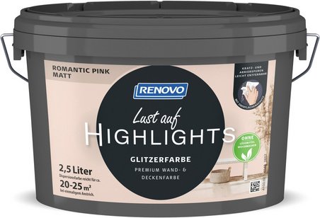 RENOVO Innenfarbe, »Lust auf HIGHLIGHTS«, Romantic Pink, matt, 2,5 l - rosa