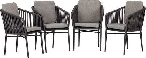 acamp® Stapelsessel-Set »MANHATTAN«, 4 Sitzplätze, Aluminium, inkl. Auflagen - grau