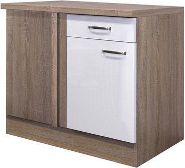 Flex-Well Küchenunterschrank »Valero«, Sonoma Eichefarben / weiß Hochglanz - weiss