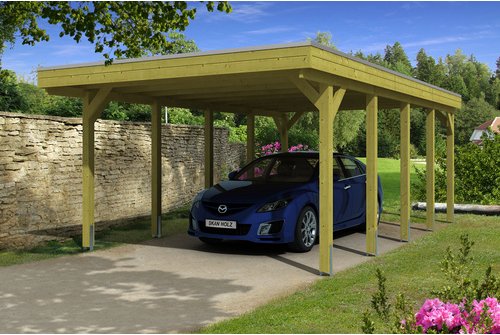 SKANHOLZ Carport »Friesland«, BxT: 397 x 708 cm, Firsthöhe: 241 cm, imprägniert - braun