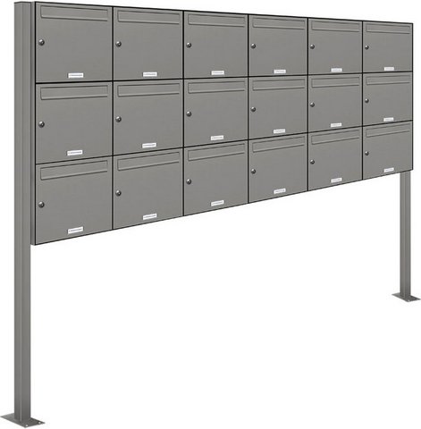 AL BRIEFKASTENSYSTEME Briefkasten, Parteien: 18, Freistehend, BxHxT: 237,8 x 170 x 11,6 cm - grau