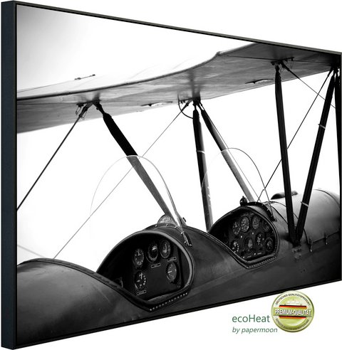 papermoon Infrarotheizung »EcoHeat - Flugzeug Schwarz + Weiss«, Matt-Effekt - bunt