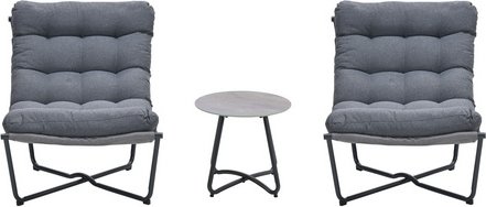 GARDEN IMPRESSIONS Loungeset, 3-teilig, Aluminium/keramisches Glas, schwarz/grau