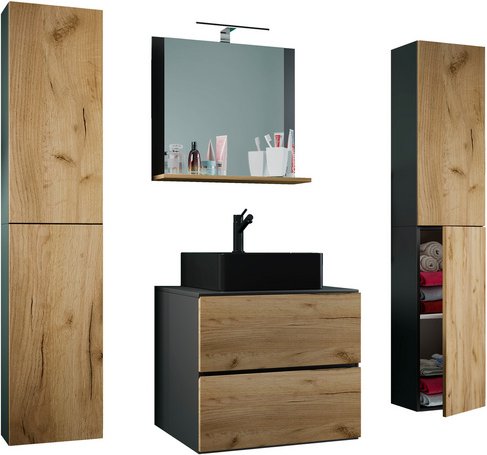 VCM Waschplatz-Set »Lendas«, 5-tlg., 60 cm, anthrazit - grau