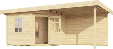 WEKA Saunahaus »Salo 2«, 646x237x338 cm, (BxHxT), mit Ofen - braun