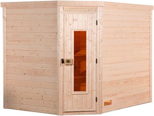 WEKA Massivholzsauna »TURKU 3«, 6 Personen, inkl. 9 kW Ofen mit externer Steuerung - braun