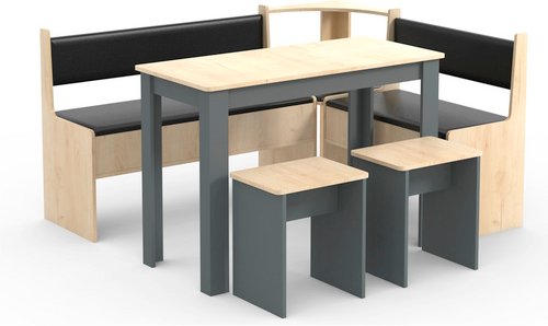 VCM Eckbank, BxHxT: 153 x 80 x 153 cm - grau