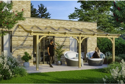 SKANHOLZ Terrassenüberdachung »Venezia«, Breite: 648 cm, Dach: Polycarbonat (PC), natur - beige