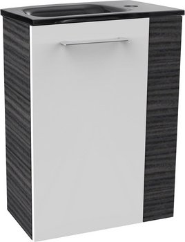 Thumbnail - FACKELMANN Waschbeckenunterschrank »SBC Gäste Bad«, links, Dark-Oak/Weiß, Hochglanz, BxHxT: 44 x 60 x 24,3 cm - weiss