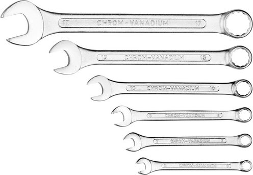 CONNEX Gabel-Ringschlüssel-Satz, 6-teilig, Schlüsselgröße: 6 – 17 mm - silberfarben