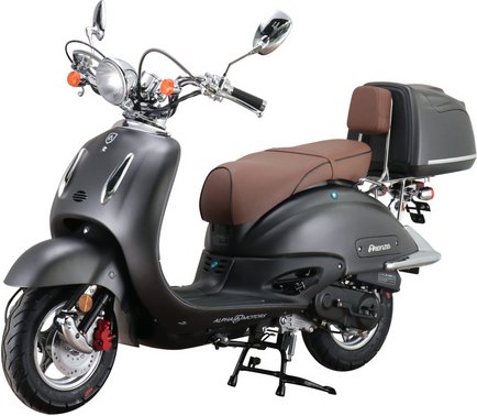 ALPHA MOTORS Mofa »Firenze«, Retro, 50 ccm, 25 km/h, EURO 5, mattschwarz, inkl. Topcase
