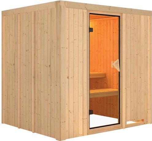 KARIBU Sauna »Rakvere«, für 3 Personen, ohne Ofen - beige